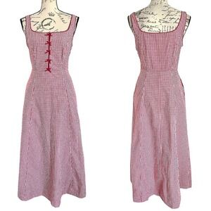 Rachel Zoe Red and White Gingham Midi Dress